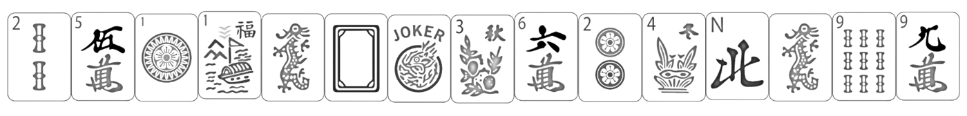 Mahjong tiles decorative sketch